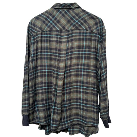 TORRID Flannel Shirt Large (Torrid 0) Olive Green Plaid Heart Long Sleeve Womens - Picture 7 of 13